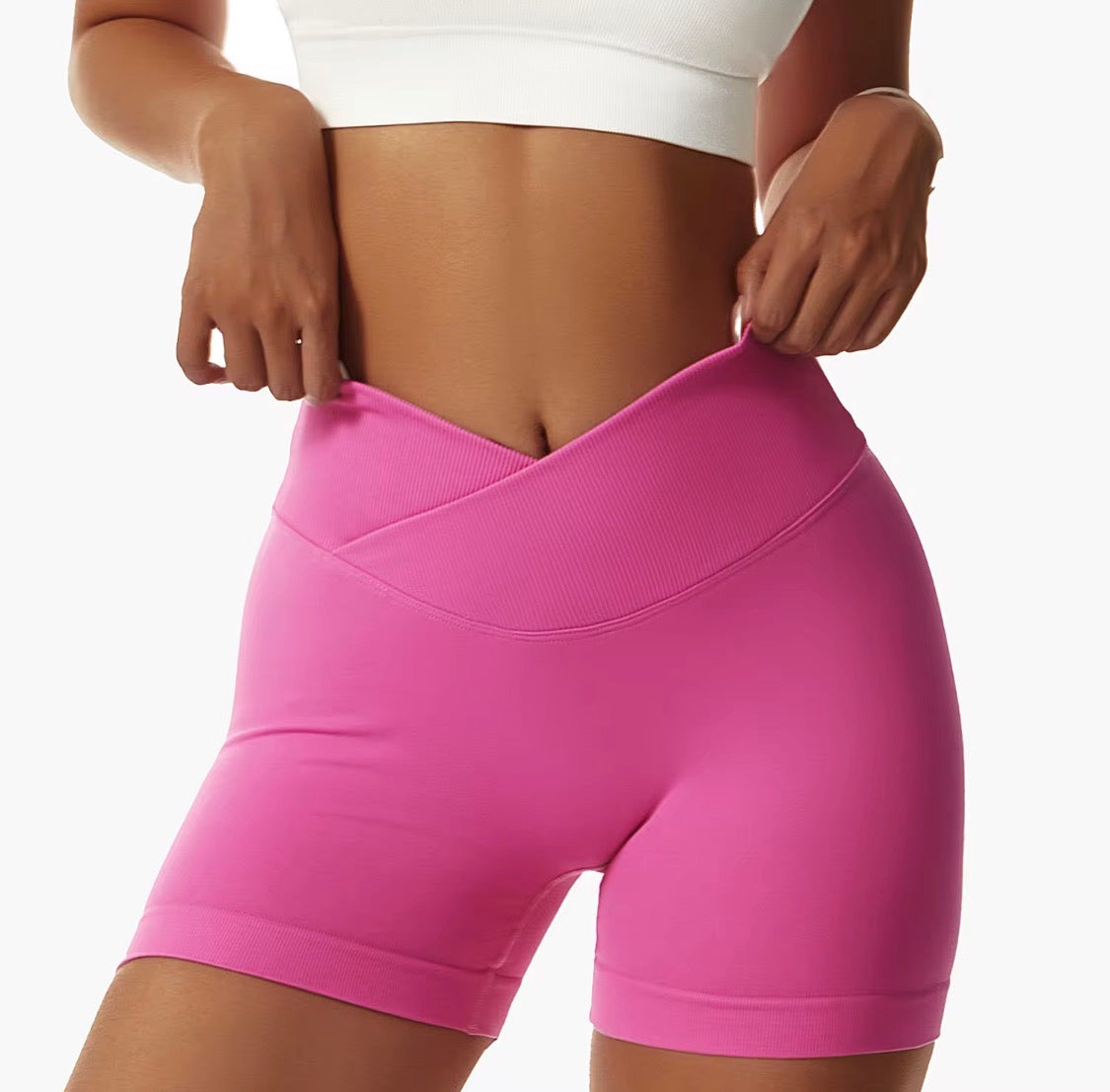 V-Waist Scrunch Seamless Yoga Shorts - High Waist Gym Shorts