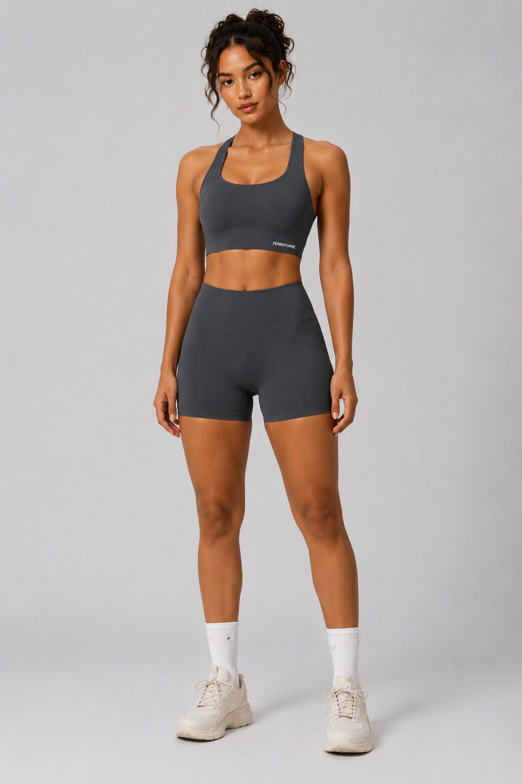 Cross Back Two Piece Seamless Set – Sports Bra & High-Waist Shorts