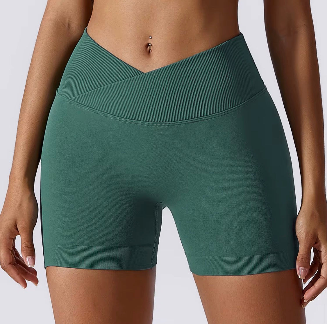 V-Waist Scrunch Seamless Yoga Shorts - High Waist Gym Shorts