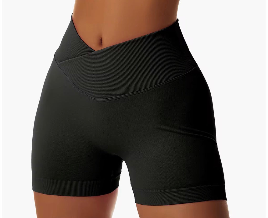 V-Waist Scrunch Seamless Yoga Shorts - High Waist Gym Shorts