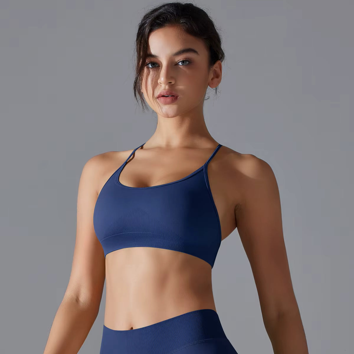 Women's Backless Sports Bra - Shockproof Strappy Fitness Bra for Yoga & Running