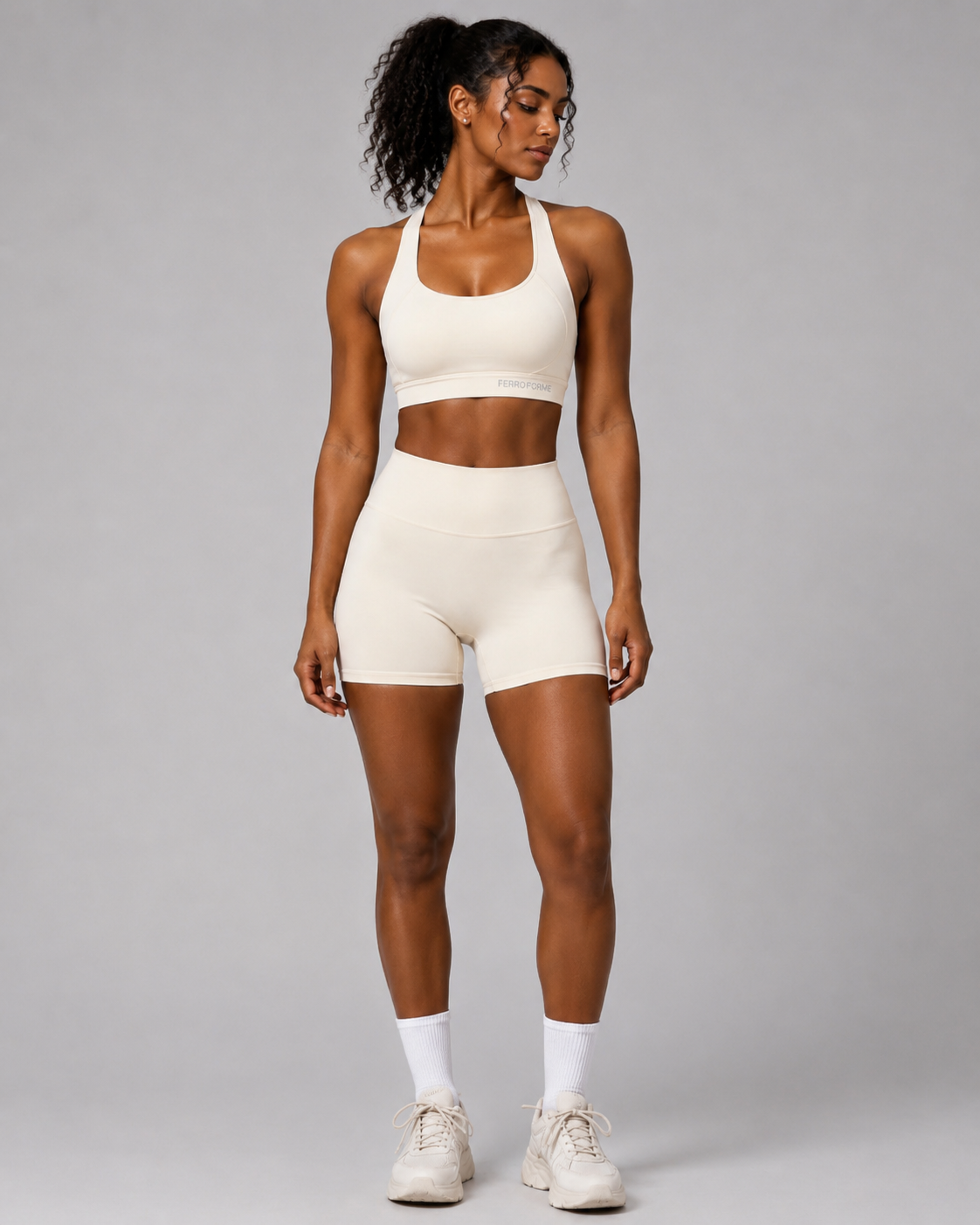 Cross Back Two Piece Seamless Set – Sports Bra & High-Waist Shorts