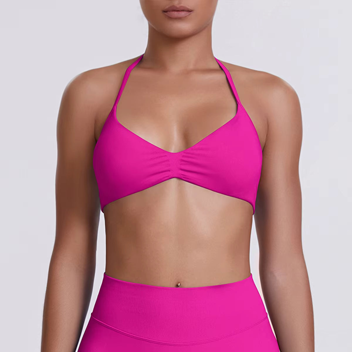 Women's Flex Halter Sports Bra - Lightweight Breathable Seamless Bra for Yoga & Gym