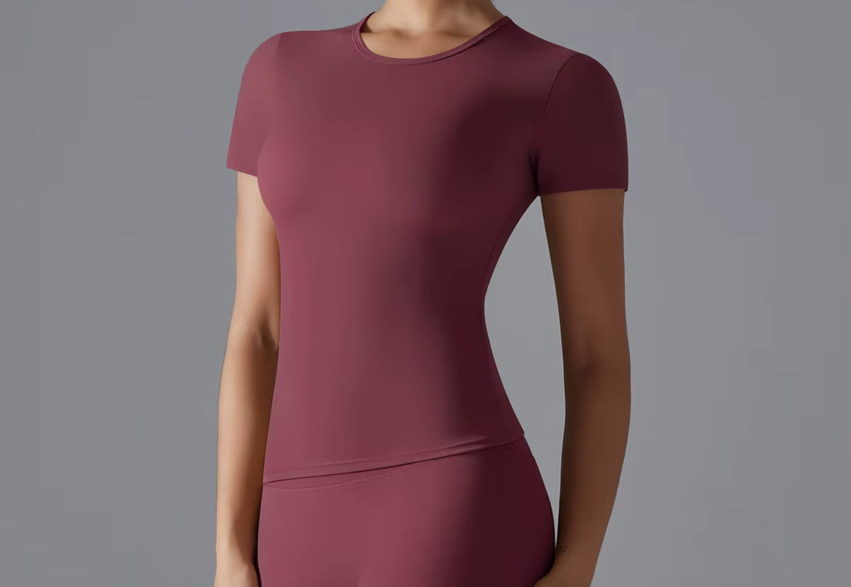 Women's Short Sleeve  Top - Quick Dry Fitted Yoga Shirt for Gym & Fitness