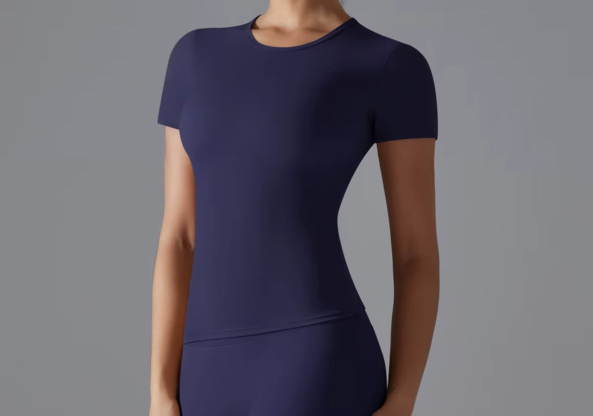 Women's Short Sleeve  Top - Quick Dry Fitted Yoga Shirt for Gym & Fitness