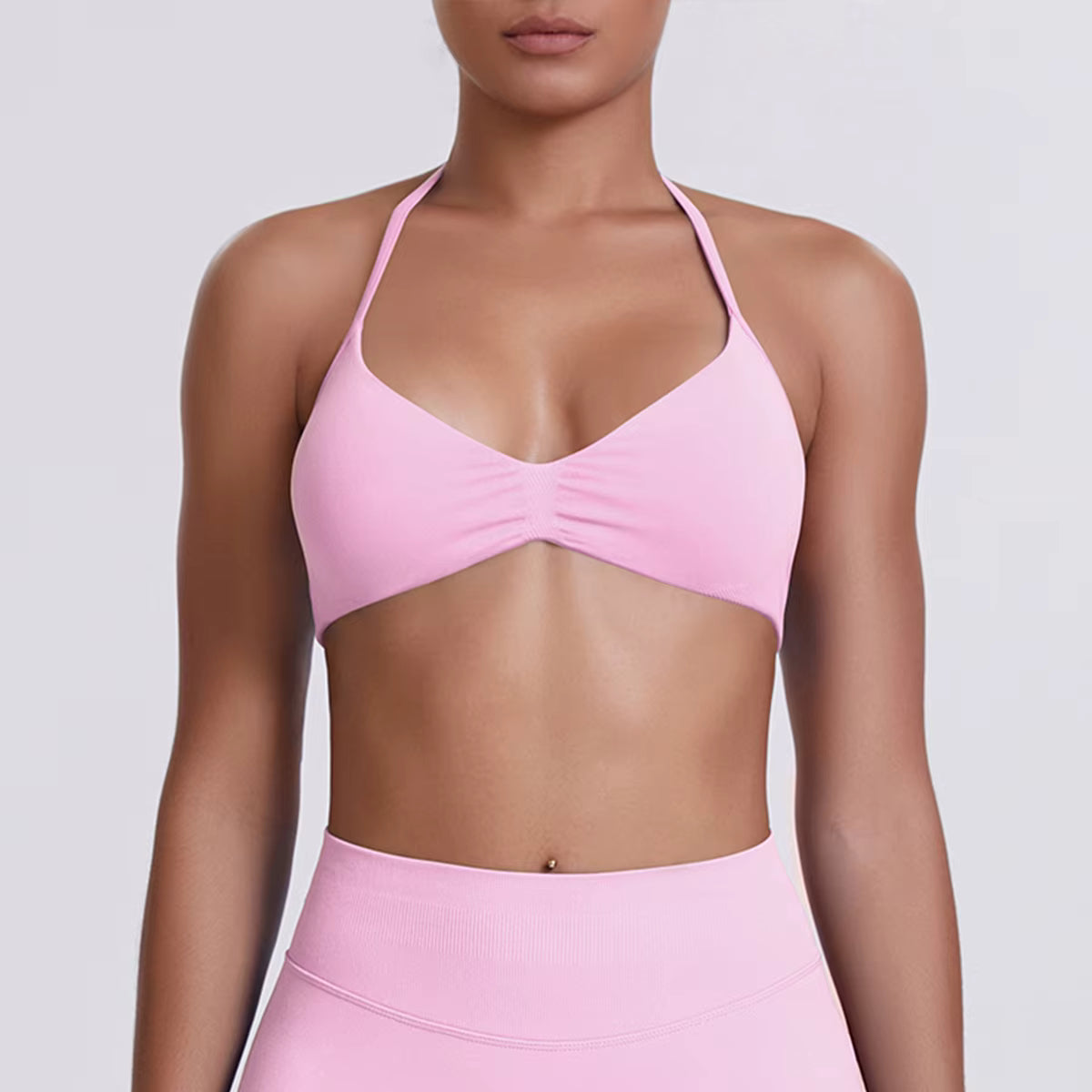 Women's Flex Halter Sports Bra - Lightweight Breathable Seamless Bra for Yoga & Gym