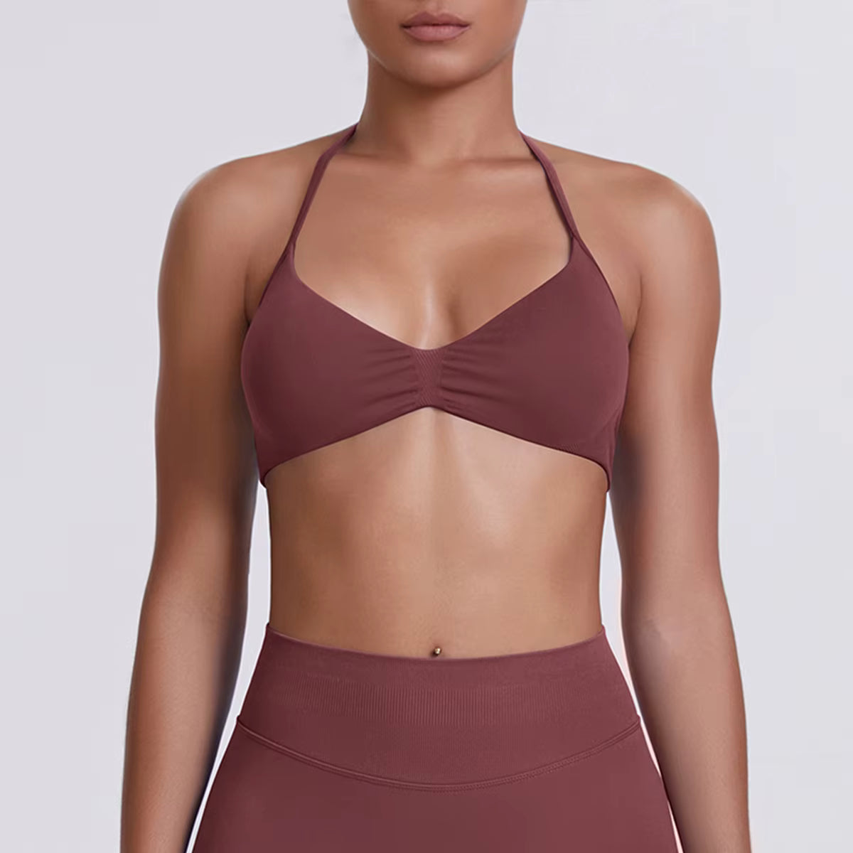 Women's Flex Halter Sports Bra - Lightweight Breathable Seamless Bra for Yoga & Gym