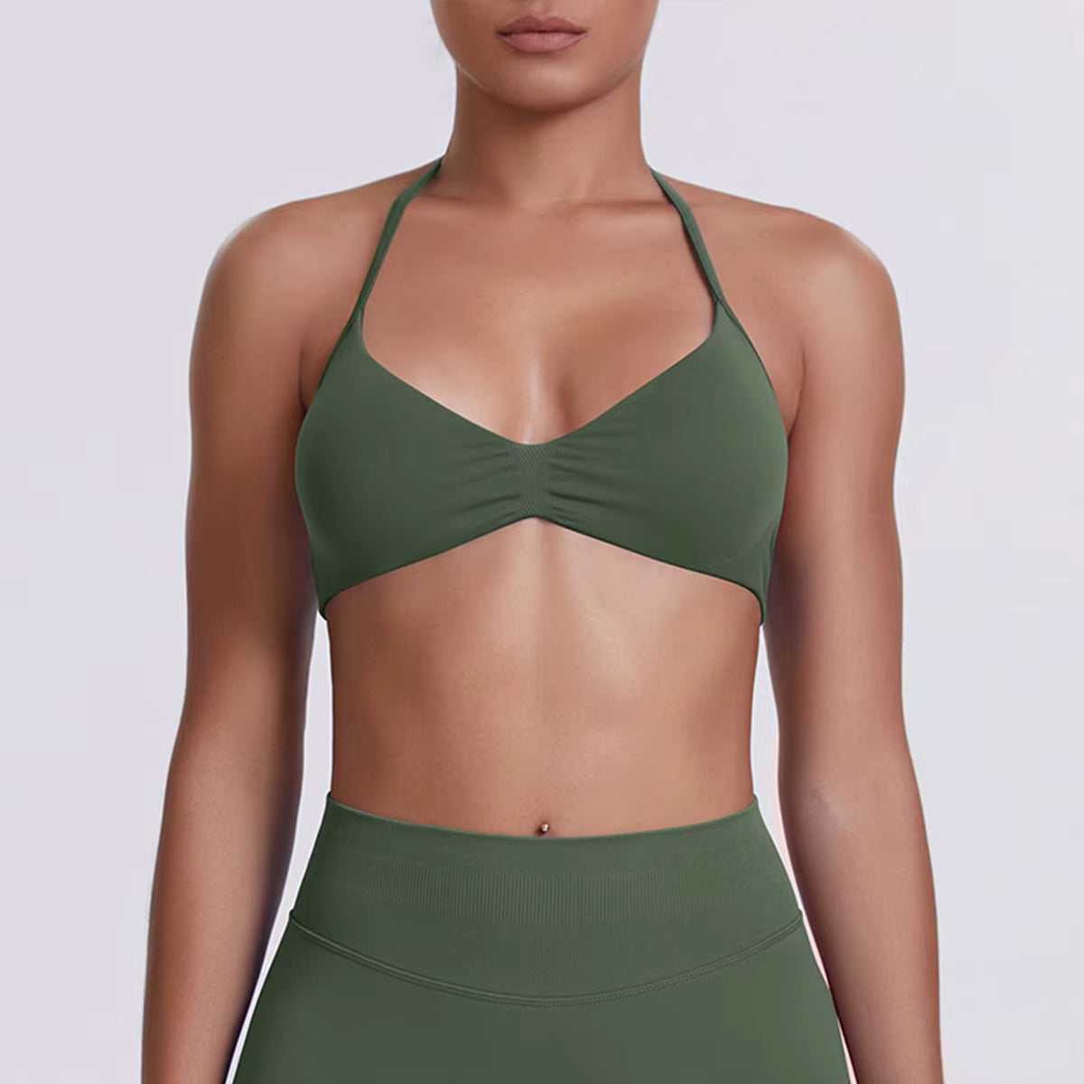 Women's Flex Halter Sports Bra - Lightweight Breathable Seamless Bra for Yoga & Gym