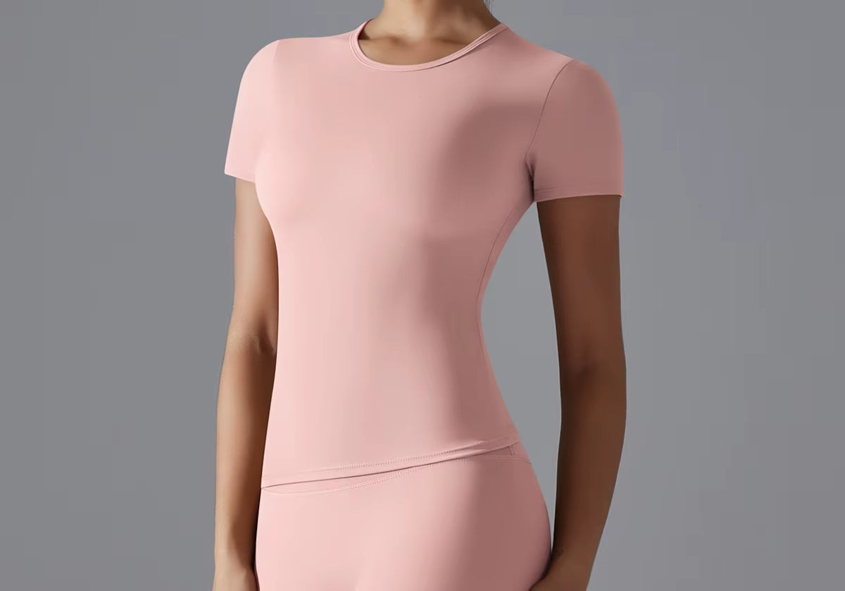 Women's Short Sleeve  Top - Quick Dry Fitted Yoga Shirt for Gym & Fitness